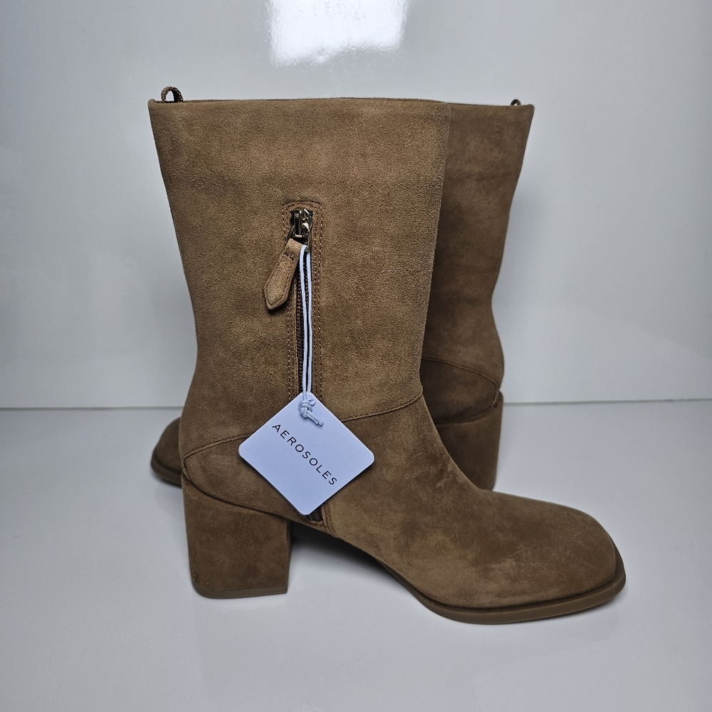 Aerosoles Women’s Mid Calf Boots Size 7 Brown Block Heel Side Zip Comfort Boots - Picture 7 of 11